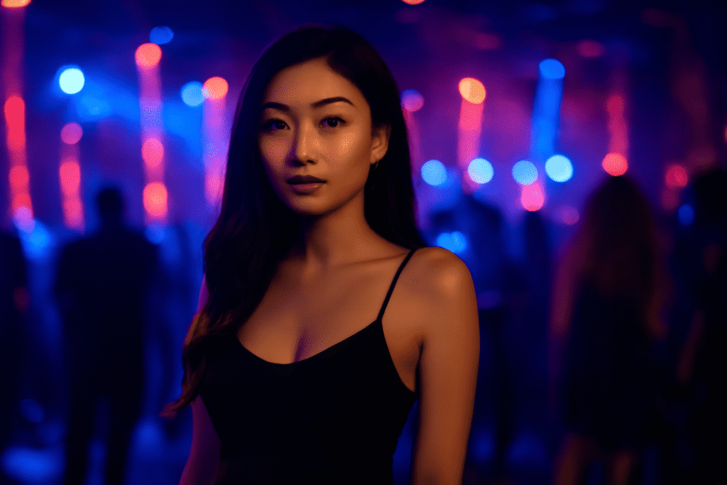 Woman in black dress at a party with KL Girl Service. Best Malay Escort in Kuala Lumpur, Malaysia.